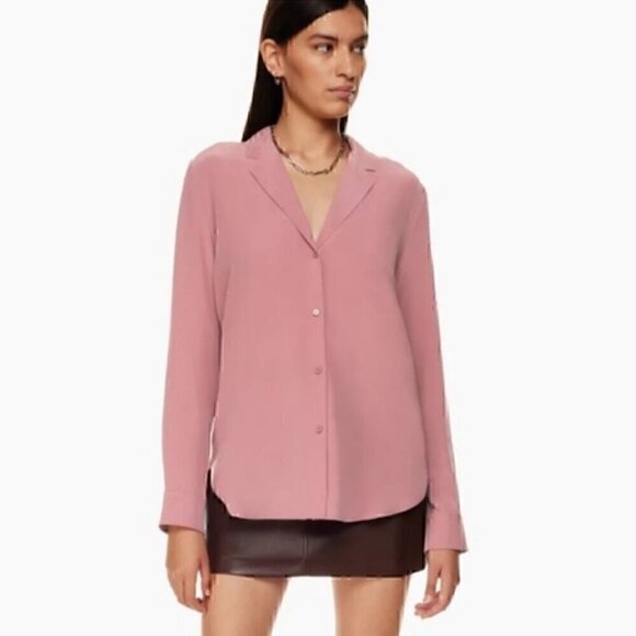 Aritzia Babaton Monocle Silk Blend Shirt Red Willow XS Blouse - Picture 1 of 7